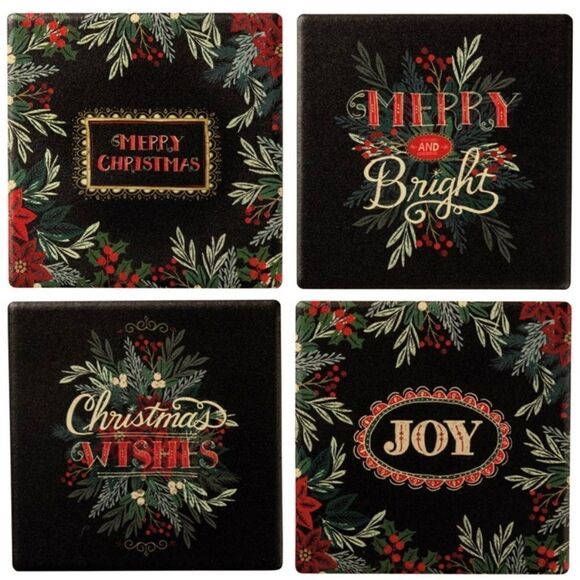 Christmas Coaster Set Holiday Decor Primitives by Kathy Home Xmas Decorations - Picture 2 of 8